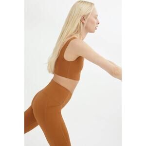 Girlfriend Collective $98 Compression Pocket Leggings XS Caramel Copper Brown